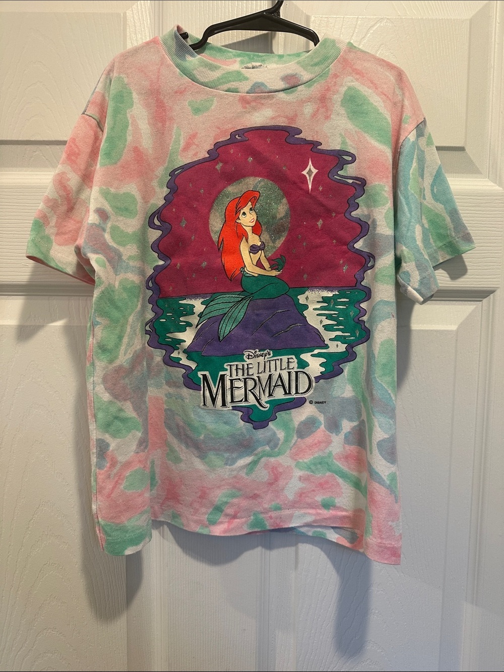 Disney Vintage 90’s The Little Mermaid Ariel Tie-Dye Tee - Pink & Green